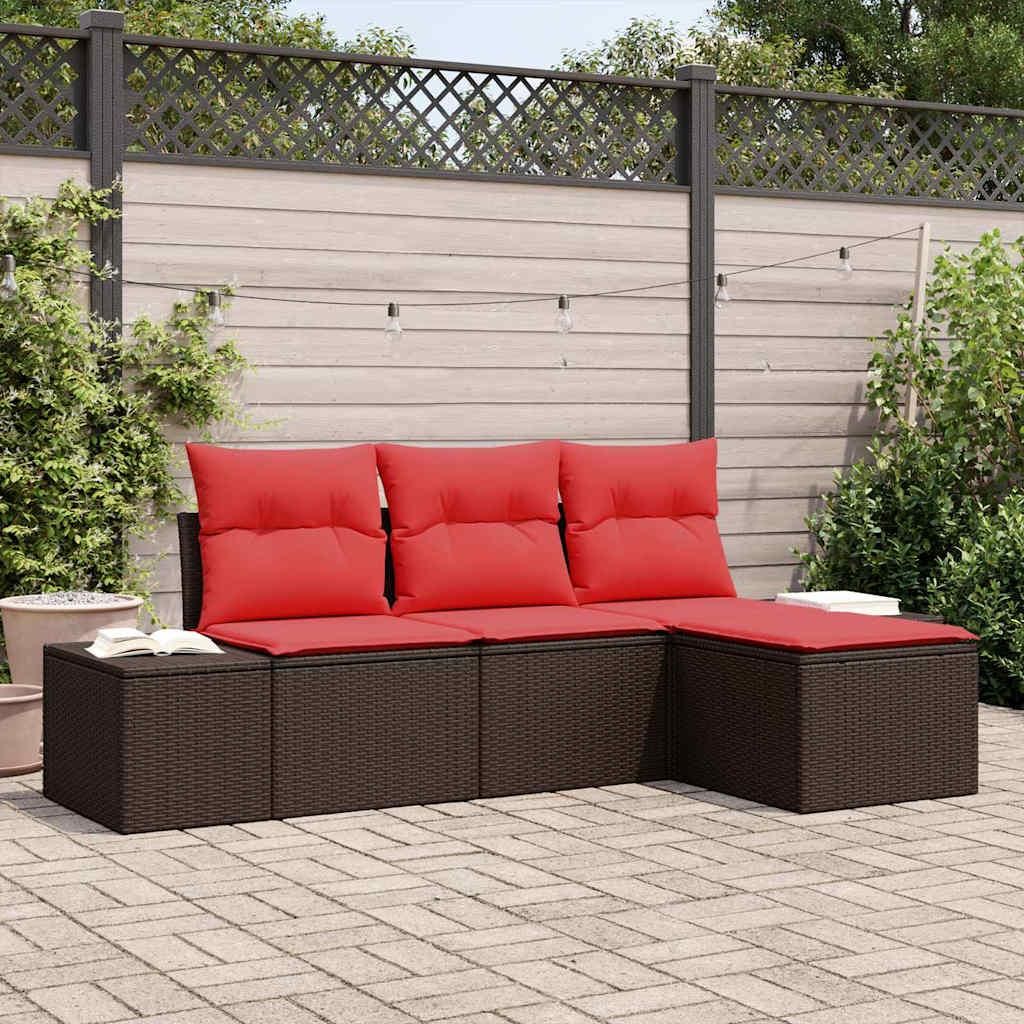 Maison Exclusive - Sofa Set mit Kissen 4 pcs Braun Poly Rattan