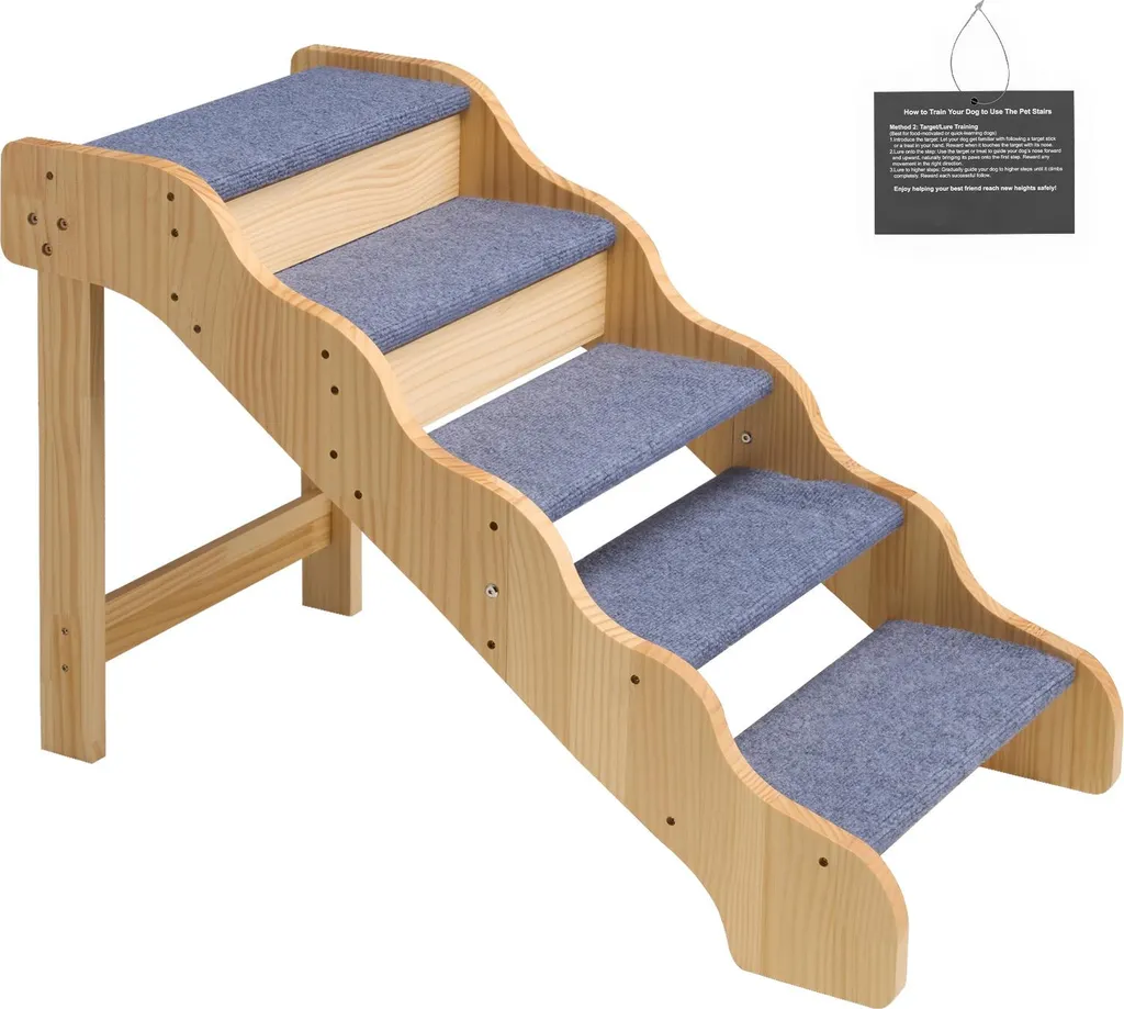 Escalier pour chien âgé et chiot bois 5 marches soulage les articulations