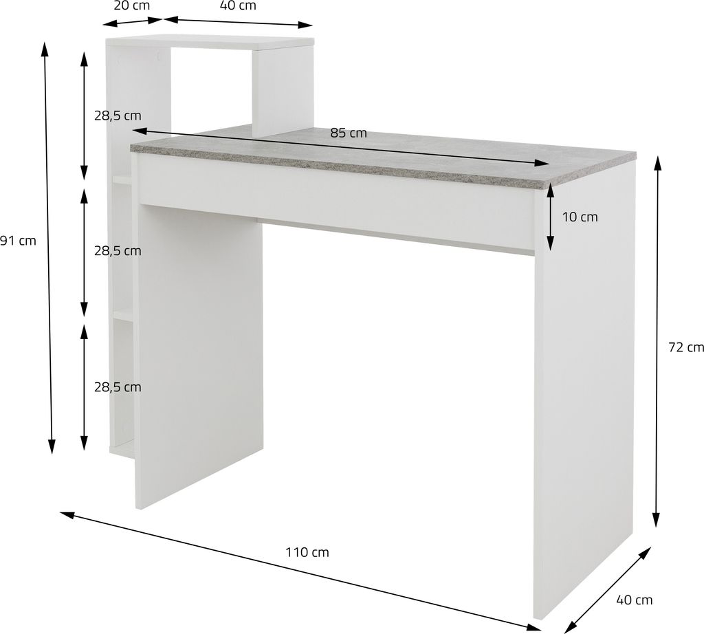 ML-Design Schreibtisch mit Regal, Weiß mit Tischplatte in Produktbild 5