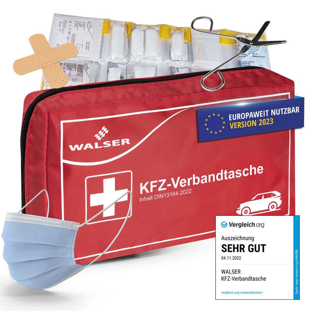 PEARL Verbandskasten: Marken-KFZ-Verbandtasche, geprüft nach
