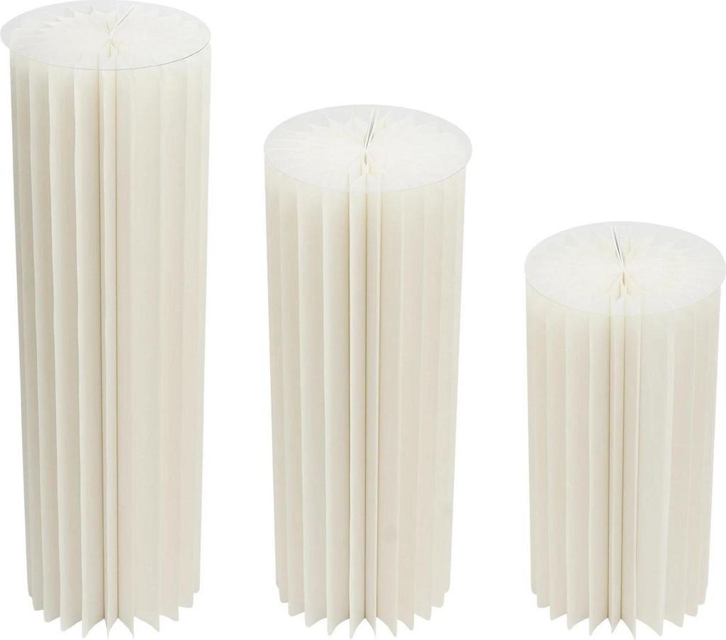 3er Set Blumenständer - Runde Säulen/Podeste - Wabenkarton & PVC - Faltbar - Freistehend - 60/80/100 cm - Trägt 25–30 kg pro Stück - Für Mut...