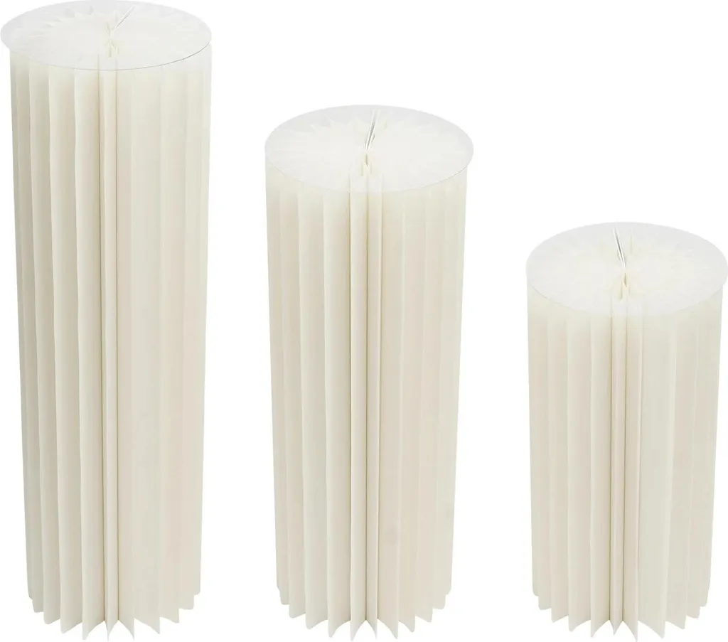 Lot de 3 Supports Fleurs Colonnes Blanches en Carton Pliable 60-100cm