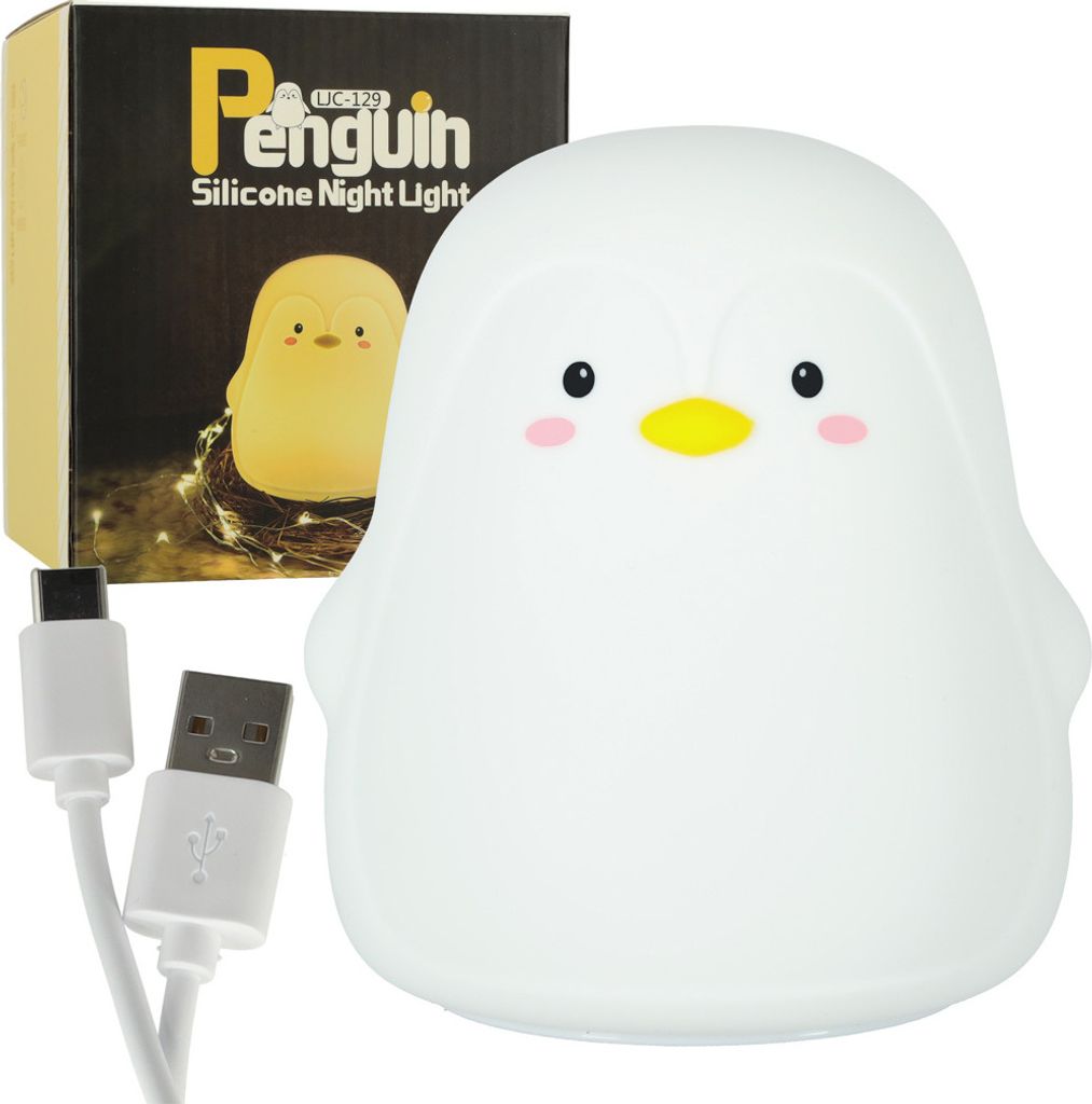 KIK - Silikon-LED-Nachtlicht für Kinder mit weißem Pinguin Produktbild 1