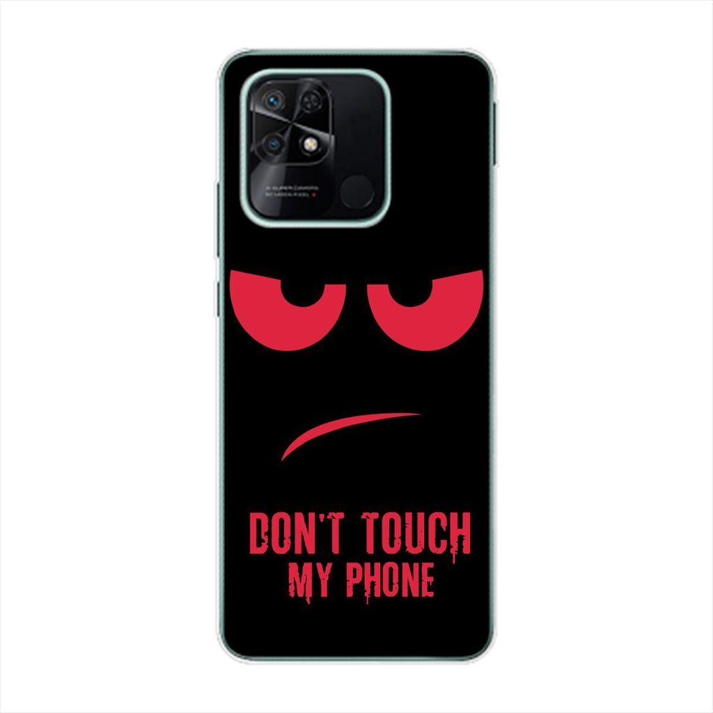 König Design Hülle kompatibel mit Xiaomi Redmi 10C Kunststoff Soft Handyhülle - Handy Case Dont Touch My Phone Rot