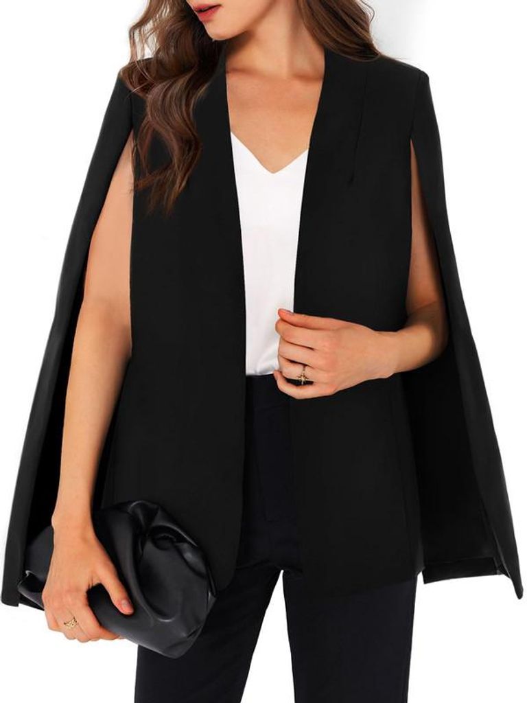 Damen-Blazer im Cape-Stil mit geschlitzten Ärmeln und Produktbild 