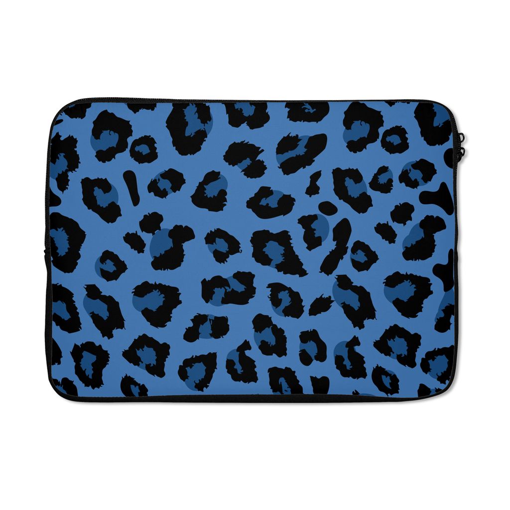 MuchoWow Laptop Hülle 13 Zoll Tiermuster - Blau - Panther Laptoptasche - Laptophülle - Sleeve - Rundumschutz