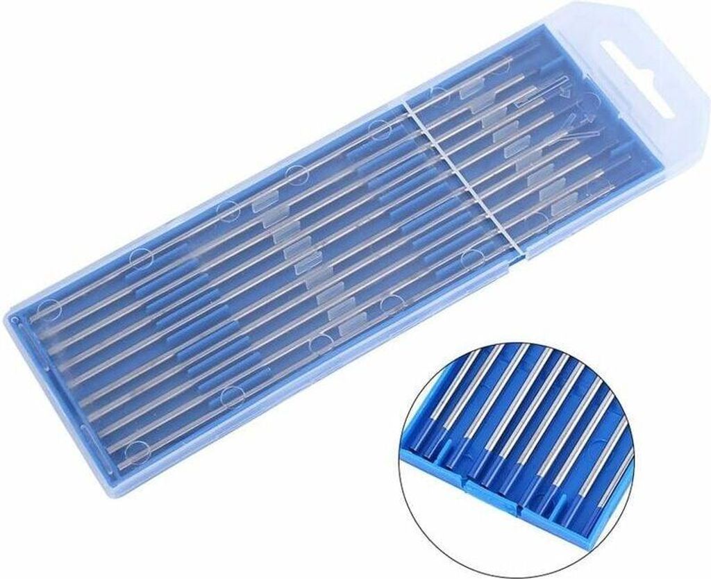 10 Wolfram-Schweißelektroden. Lanthan-Elektrode mit blauer Spitze, 1,0/1,6/2,4 mm. Hochwertige Wolfram-Schweißelektrode mit 2 % Lanthan (2,4 x 15...