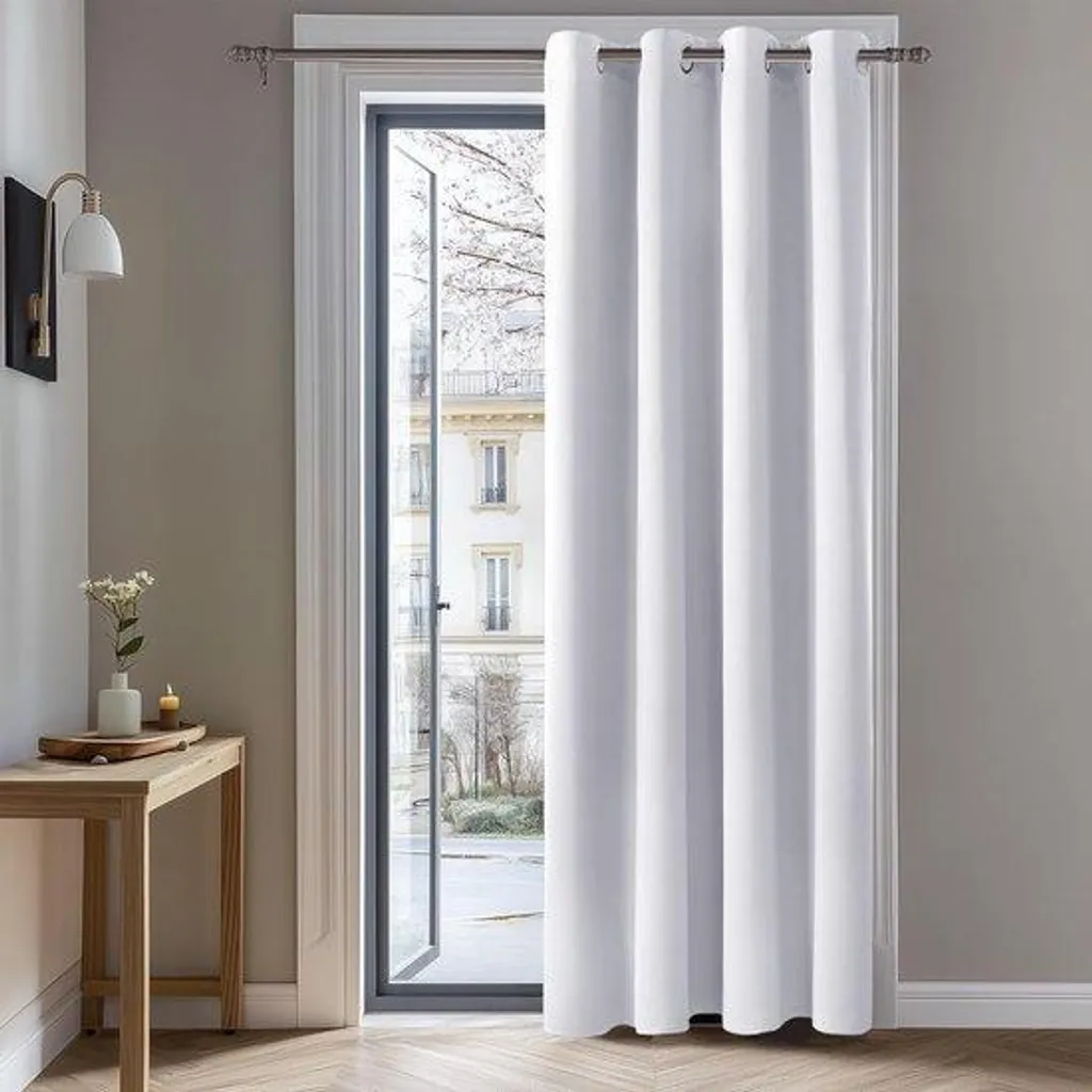 Store à enrouleur noir avec roulettes blanc 140 x 240 cm - Pièce unique