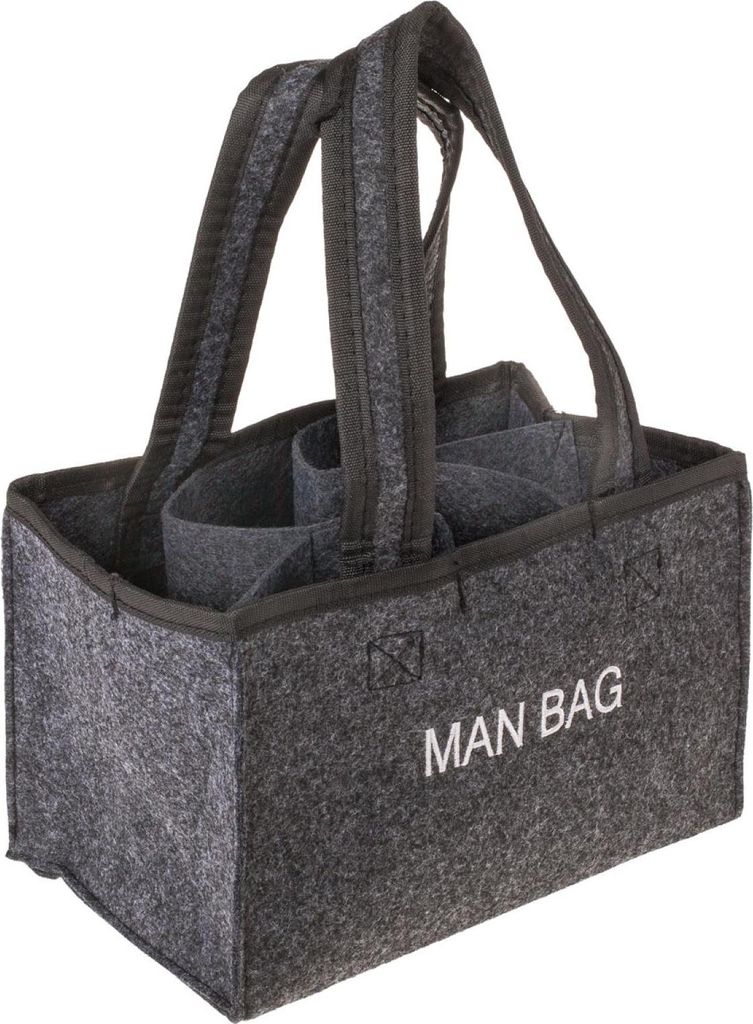 Flaschenträger anthrazit 6 Flaschen Man Bag Filztasche Bier