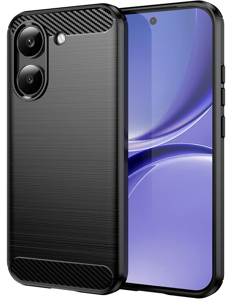 Hülle für Xiaomi Redmi Turbo 5, Carbon-Faser TPU Silikon Stoßfest Schutzhülle Schwarz