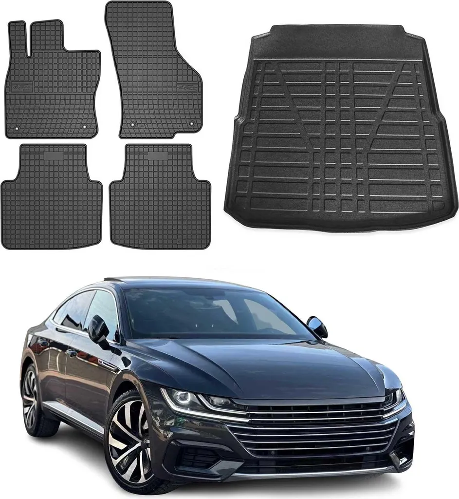 Accessori VW Arteon 2017-2025: Set Tappetini Gomma TPE + Vasca Baule