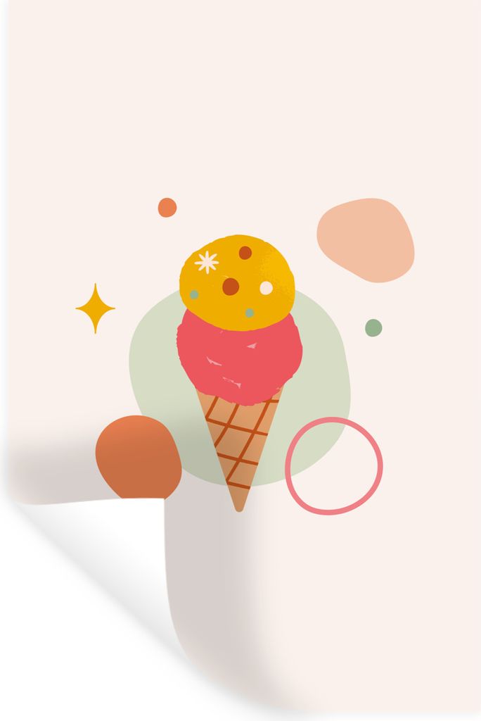 MuchoWow Wandtattoo Wandsticker Wandaufkleber Sommer - Eiscreme - Formen 60x90 cm Selbstklebend und Repositionierbar - Sticker - Dekorfolie