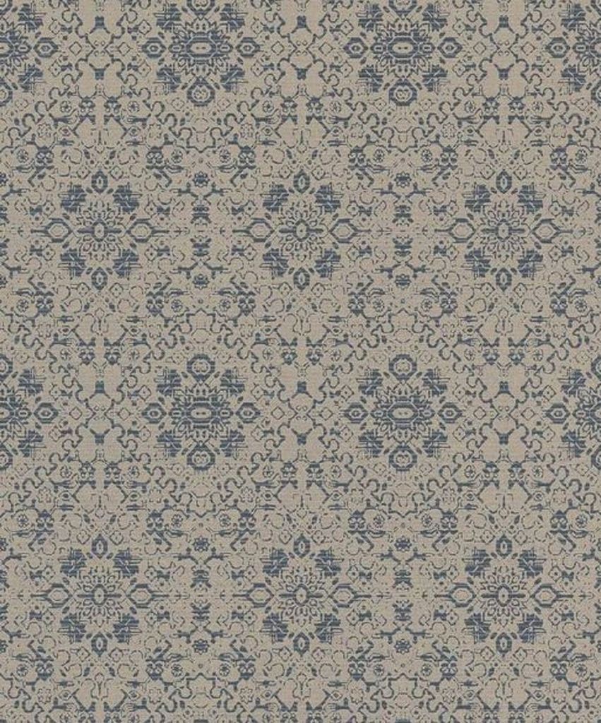 Casa Padrino Barock Tapete Grau / Blau 10,05 x 0,53 m - Textiltapete im Barockstil