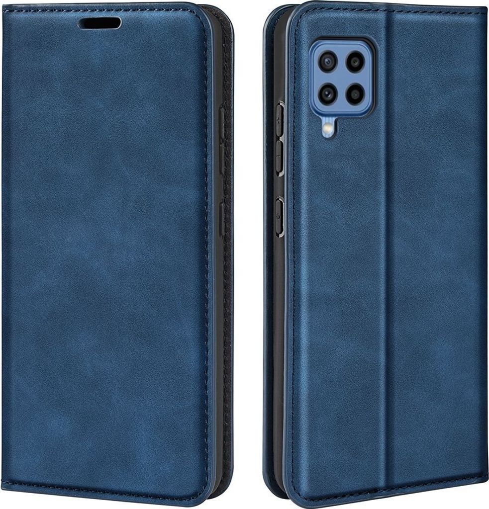 Mobigear Retro Slim Samsung Galaxy M22 Hülle Klapphülle Geldbörse - Blau