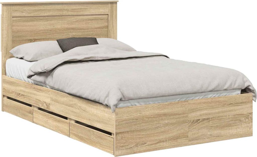 vidaXL Bettrahmen Sonoma-Eiche 120 x 190 cm Ingenieurs Holz