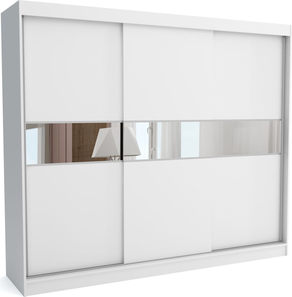 Moderner Kleiderschrank mit Schiebetüren KLARA 250 cm (WEISS)