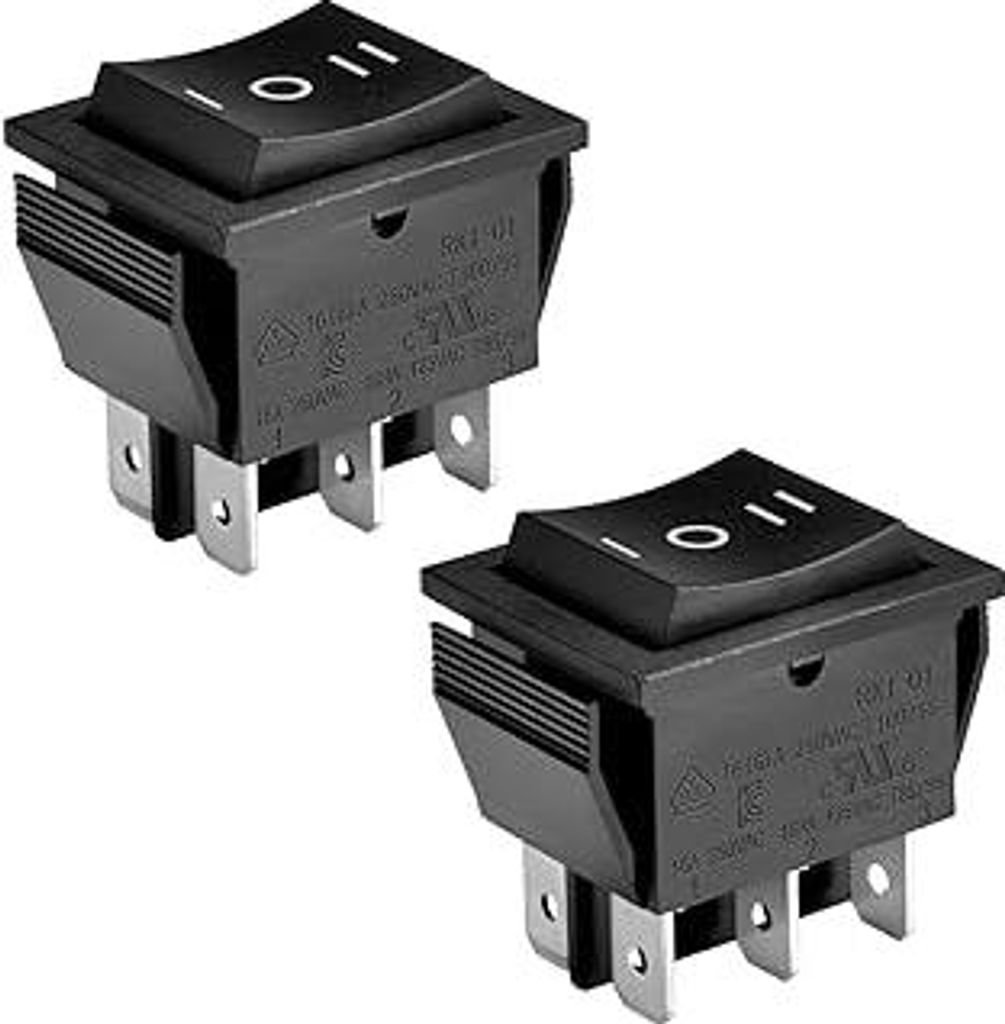 Heschen Kippschalter Ein-Aus-Ein, DPDT, 6 Endpunkte, 16 A 250 VAC, Schwarz, 2 Stück