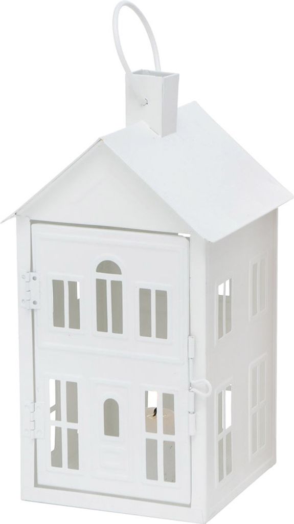 Laterne DEVON aus Metall Metalllaterne Haus H28cm Windlicht - WEISS
