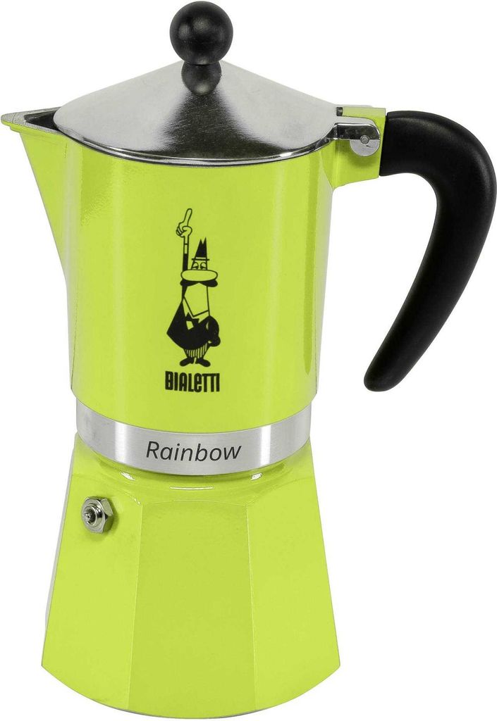 Bialetti Espressokocher Rainbow für 6 Tassen, Espresso, Espressokanne, Kaffeebereiter, Aluminium, Grün, 270 ml, 4973