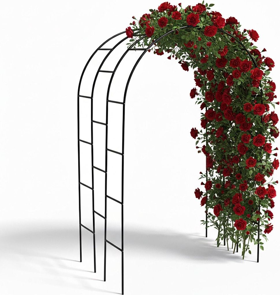 Metallener Gartenbogen für Kletterpflanzen, dreifach gewölbtes Design