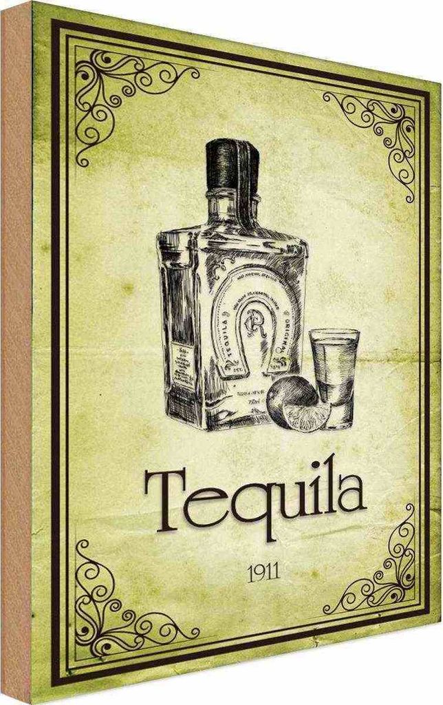 vianmo Holzschild 18x12 cm Alkohol 1911 Tequila Essen Trinken