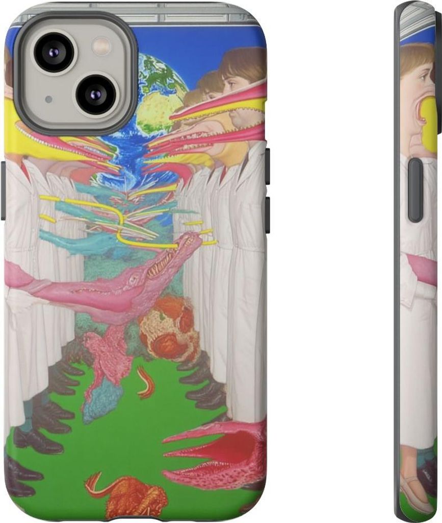 Surreale Gestalten mit länglichen Gesichtern und Erdmotiv – Hülle Kompatibel mit iPhone 14