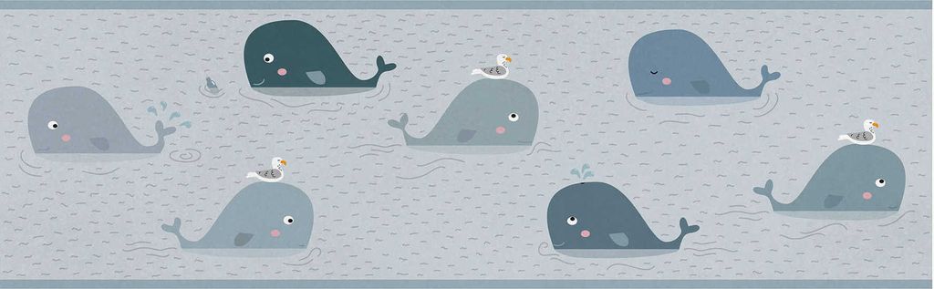 Lovely Kids selbstklebende Kinderzimmer Bordüre Floating Friends grau 5,00 m x 0,155 m