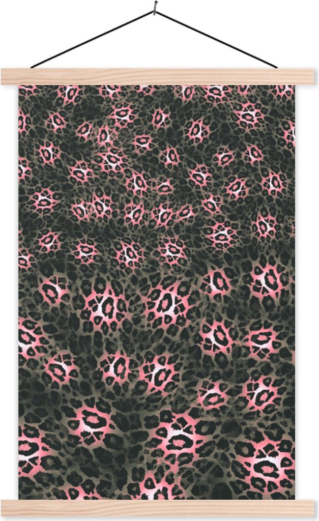 MuchoWow Textilposter Pantherdruck - Pastell - Muster 60x90 cm mit holzfarbenen Rahmen - Textil