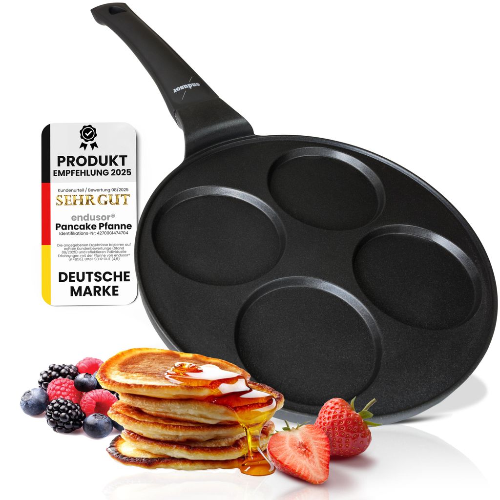 endusor Pancake Pfanne für Induktion mit Antihaftbeschichtung zum Braten von Pancakes, Spiegeleiern,