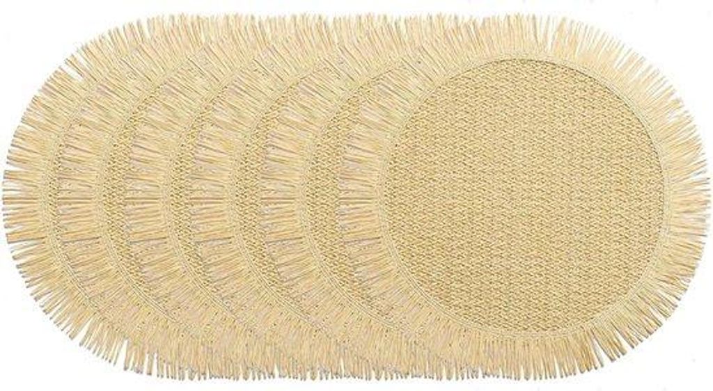 Papieren Placemats - Handgemaakte Natuurlijke Placemats - 6 Stuks - Dia 38 Cm - Hittebestendige Onderleggers