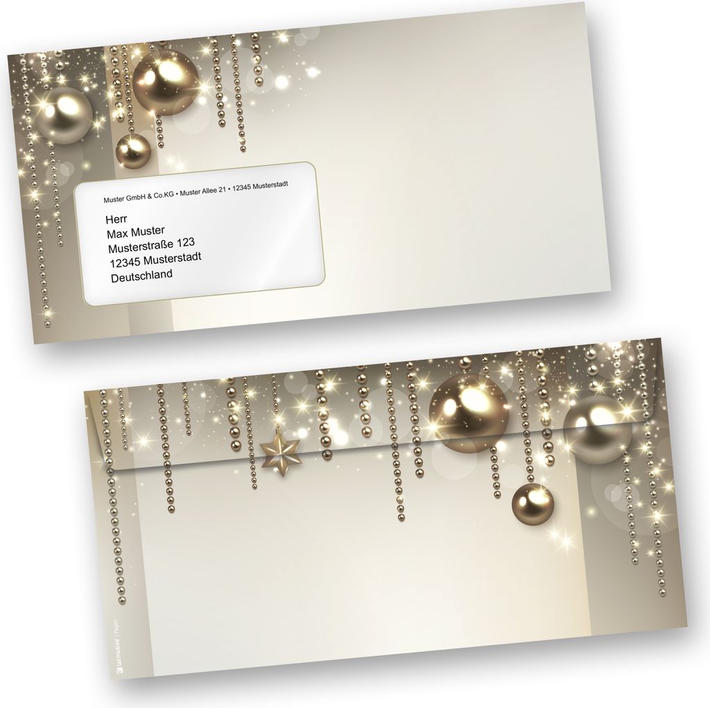 Weihnachtsumschläge NOBLESSE 1000 Stück Din lang mit Fenster Umschläge Weihnachten Fensterumschlag selbstklebend