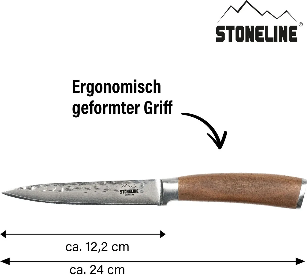 STONELINE® Coltello Multiuso Damasco 24cm | Lama Martellata Professionale - 2