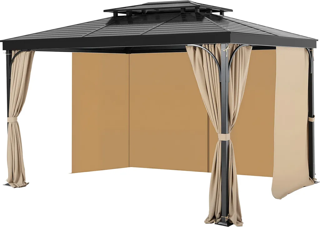 Rideau de Protection Solaire en 4 Parties pour Tonnelle et Pavillon