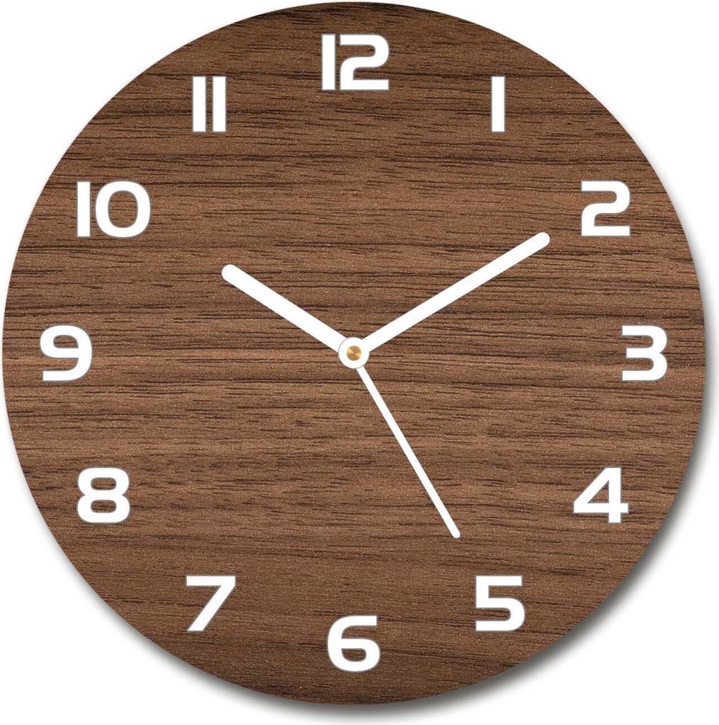 Wanduhr aus Glas 30fi Glasbild Glasuhr Gehärtetes Glas - weisse-zeiger - Wooden background