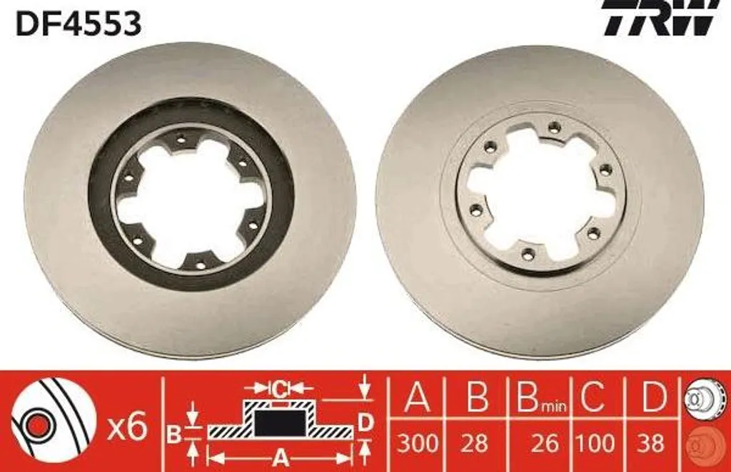 Disque de frein avant ventilé TRW DF4553 pour Nissan Navara et Pick-up