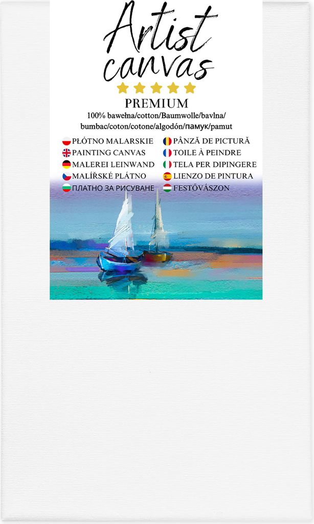 Tela su telaio, 100% cotone, 280 g/m², fondo bianco 60X100 Immagine del prodotto 