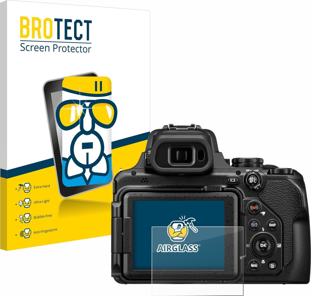 BROTECT Schutzglas für Nikon Coolpix P1100 Schutzfolie Panzer Folie Glas Display Schutz klar