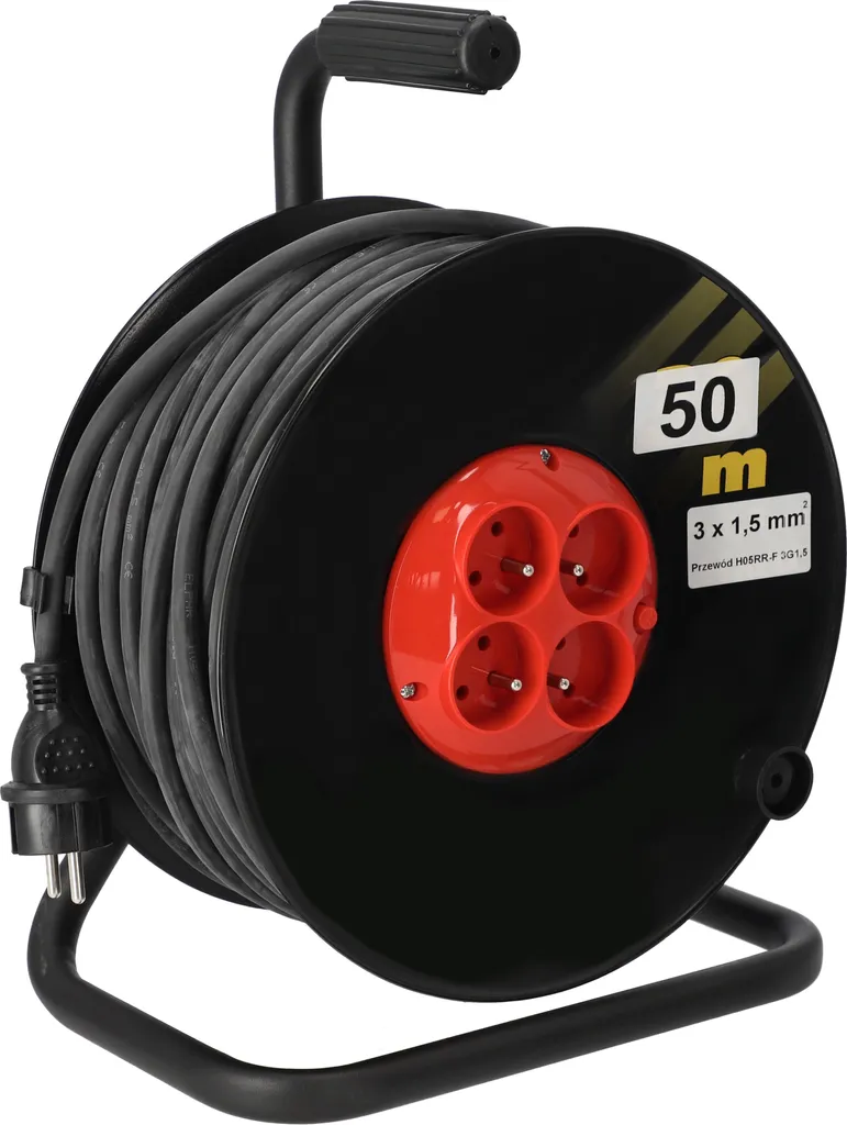 Rallonge KOTARBAU 50m 3x1,5mm2 Enrouleur avec Disjoncteur Thermique