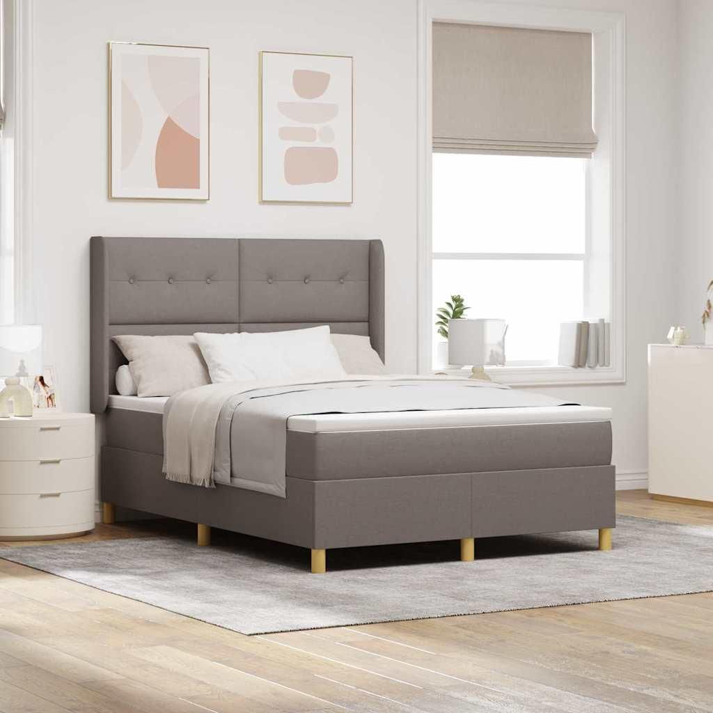 Maison Exclusive - Boxspringbett mit LED-Lichtleisten Taupe 140 x 190 cm Stoff