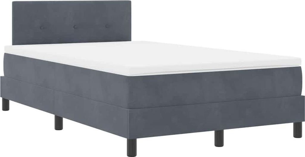 vidaXL LED Boxspringbett mit Kopfteil Dunkelgrau 120 x 200 cm Samt