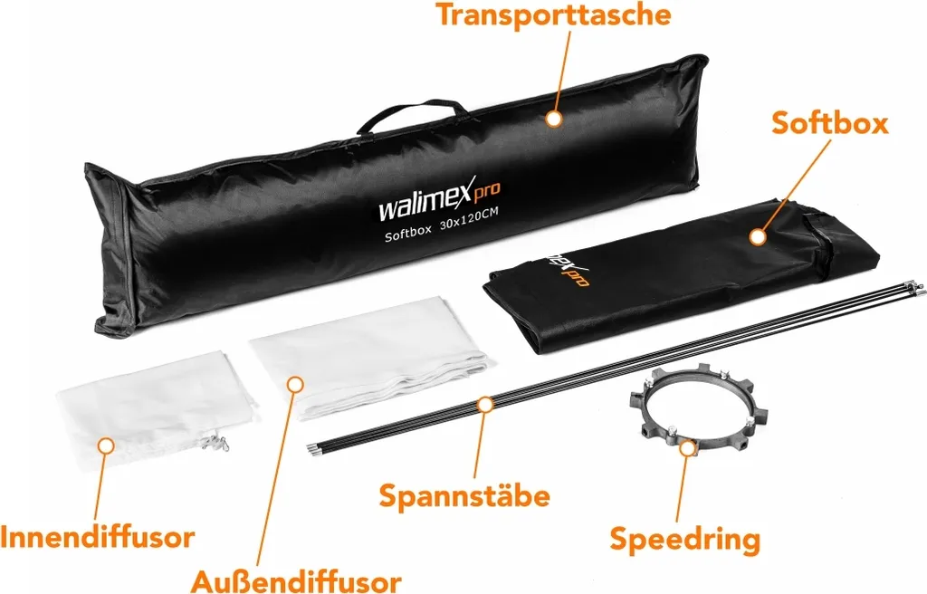 Striplight 30x120cm Walimex pro avec diffuseur pour éclairage doux