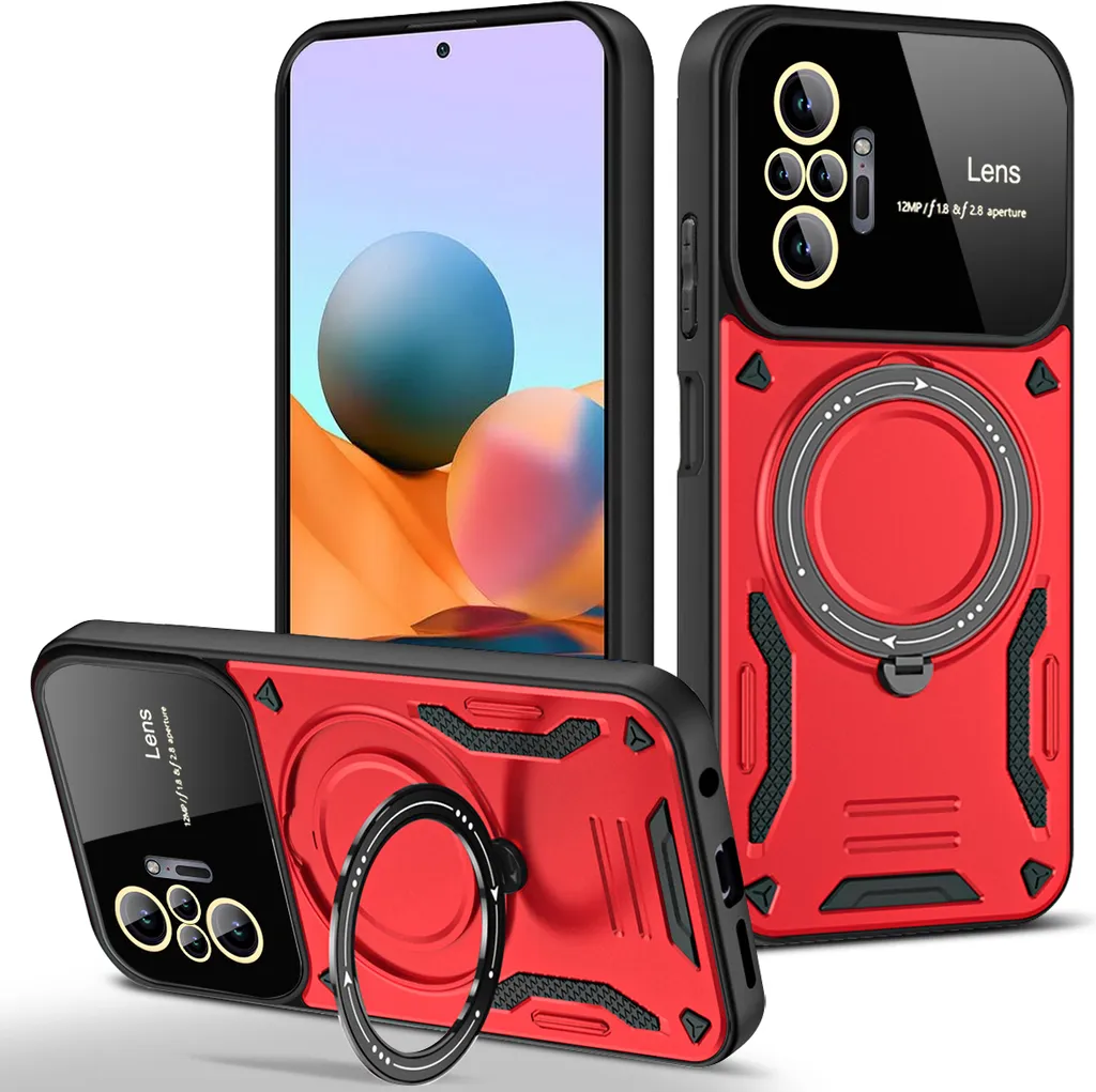 Cover Xiaomi Redmi Note 10 Pro Max - Doppia Protezione e Ring Rosso