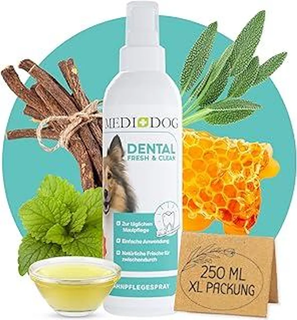 Igiene Orale Naturale Cani MEDIDOG 250ml - Spray Anti Tartaro Formula XL