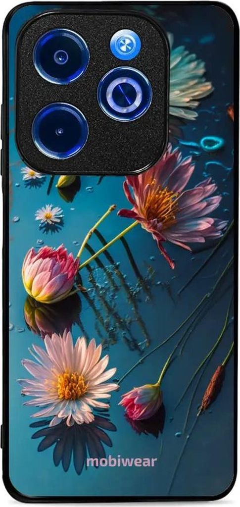 Handyhülle für Infinix Smart 8, Mobiwear Glossy Case, Blau-Blumig
