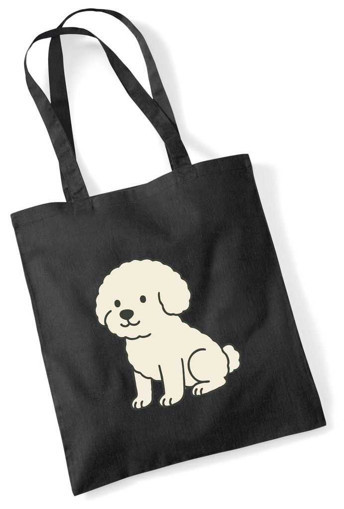 Huuraa Jutebeutel Bichon Frisé Comic Bichie 10 Liter Black Baumwolle Tasche Geschenkidee