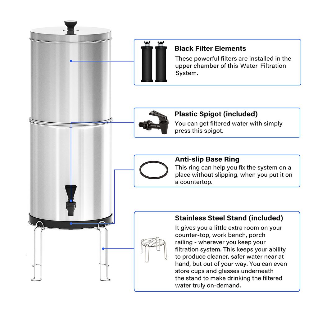 Schwerkraft-Wasserfiltersystem Wasserfiltrationseimer fuer Produktbild 5