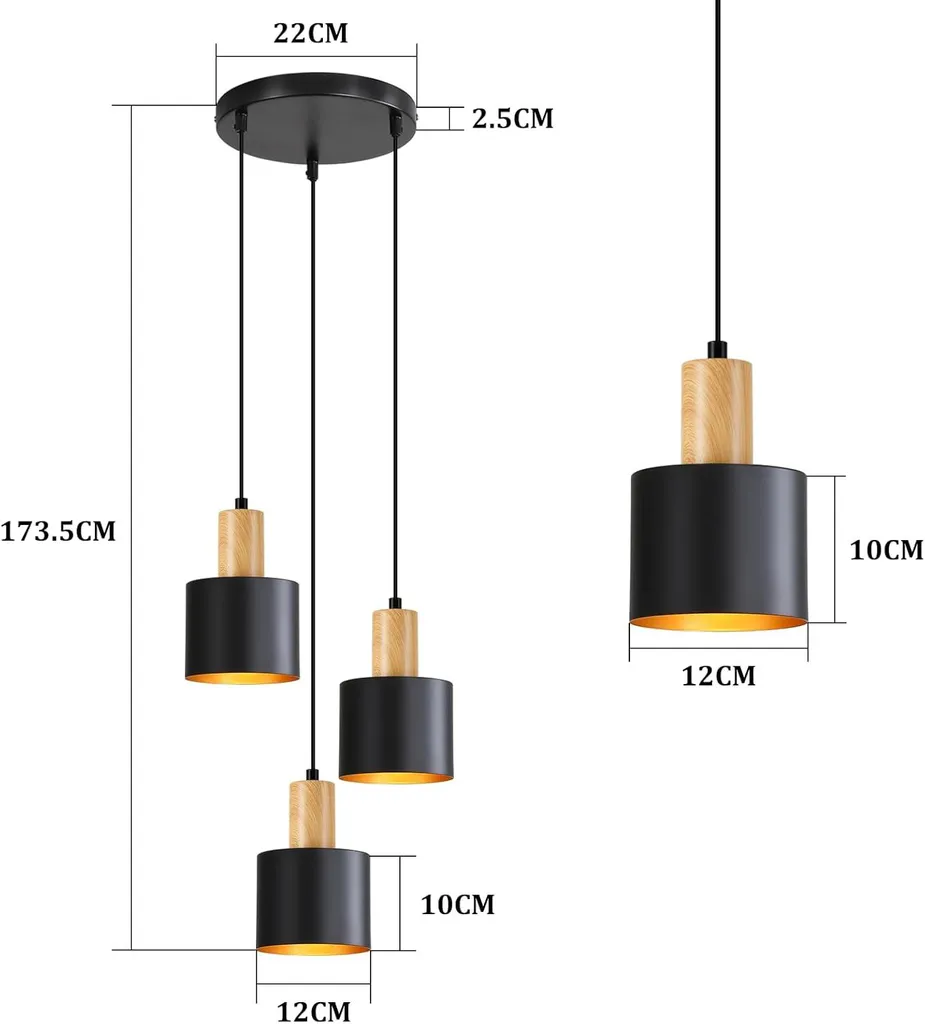 Lustre Cuisine E27 pour Éclairage Sans Éblouissement Hauteur Modulable