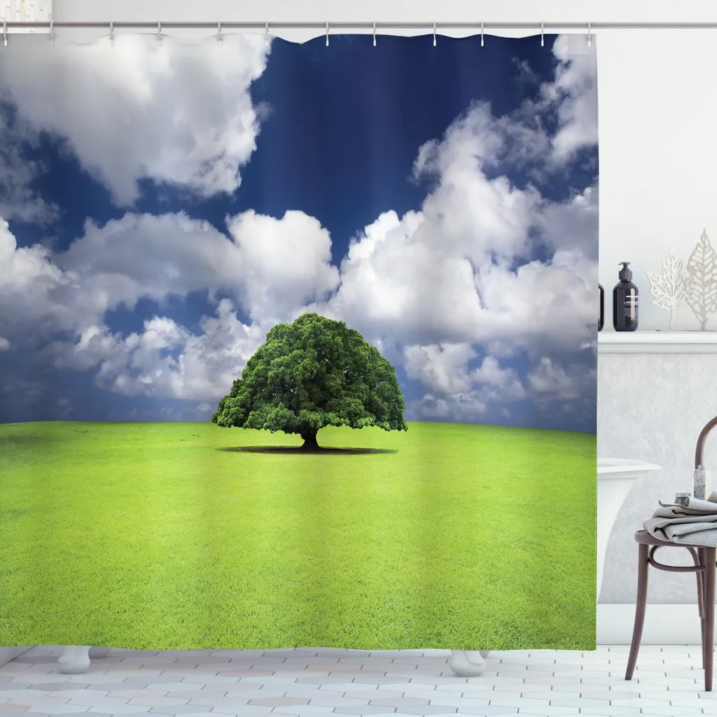 Rideau de douche pour baignoire motif arbre serein textile 175x240cm
