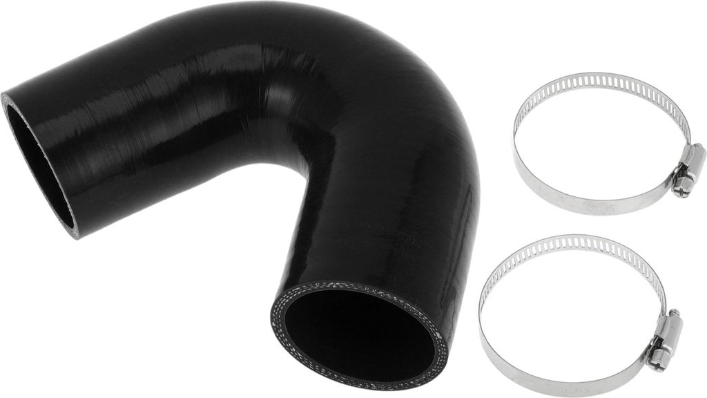 1 Satz 57mm/2,24" ID 102mm/4,02" Länge 135° Schwarzer Autosilikonschlauch mit Schellen Kühlmittelschlauch Universal