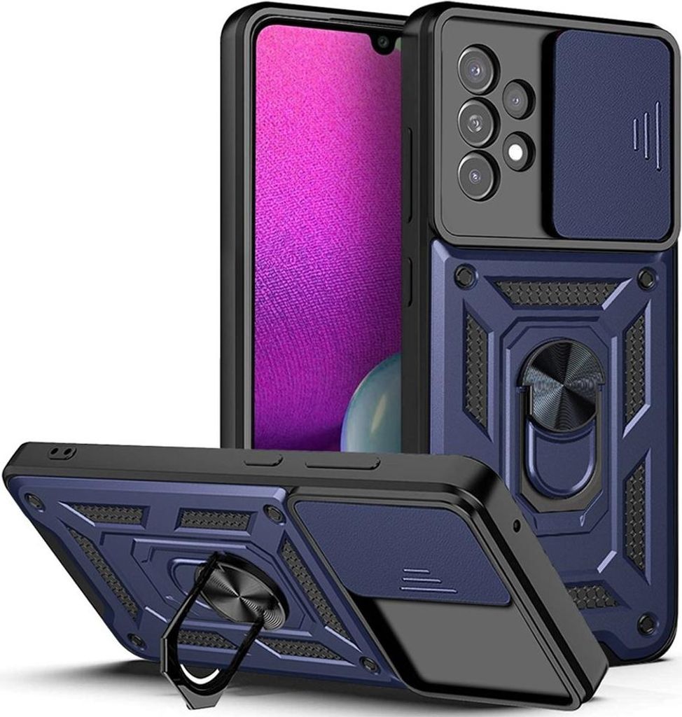 Samsung Galaxy A33 Hülle - Coverup Armor Ring Ständer Back Cover mit Kamera Schutz - Blau